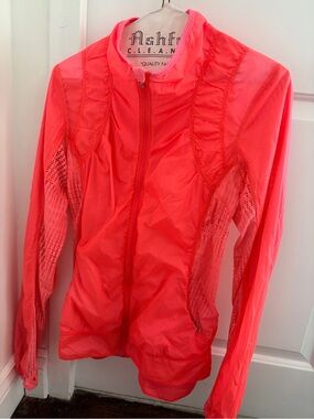 Women's Lightweight bright orange Windbreaker Jacket